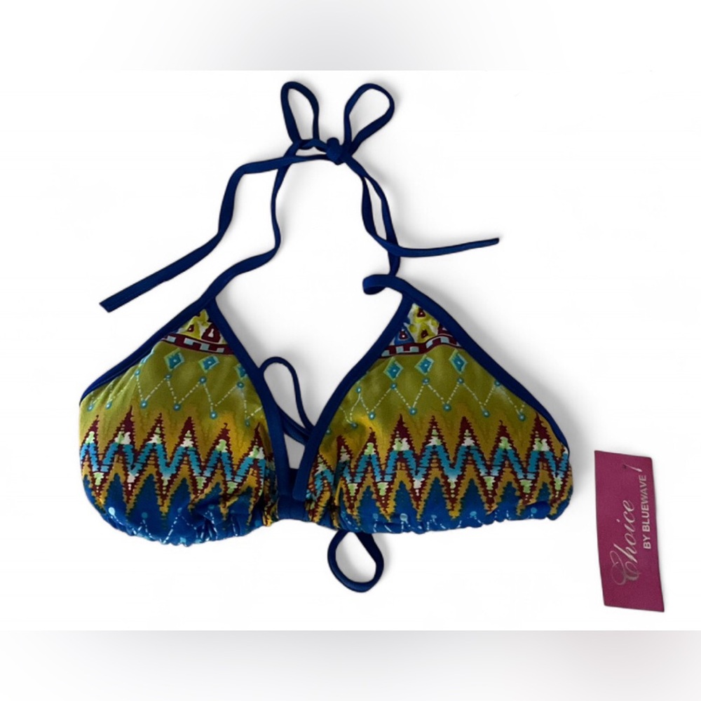 NWT Choice by Bluewave Women's Tribal Print Triangle Bikini Top Zigzag Swim Top